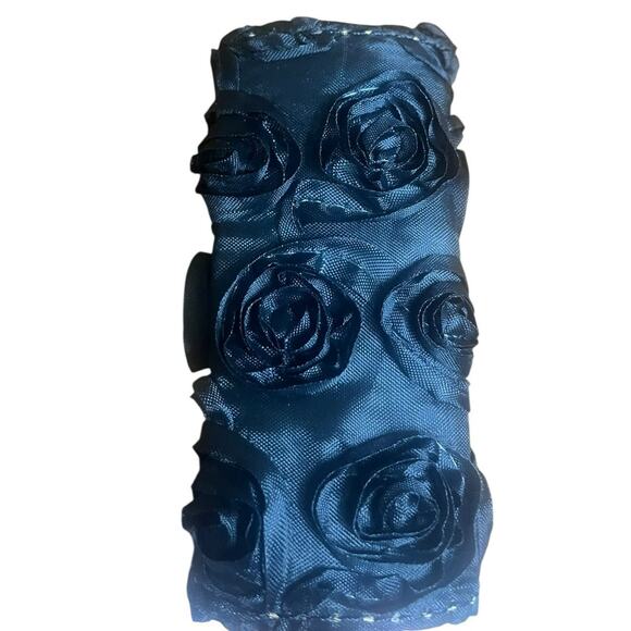 Mini Black Ribbon Bag with Removable Handle 4" x 2" x 2" w/3" Drop Handle - Picture 4 of 7